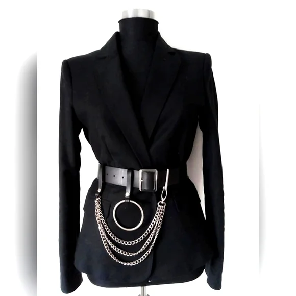 The Limited Vintage Black Multi Strand Elastic Cord Silver Bead Belt Large Goth The Limited | Accessories | Vintage The Limited Multi Color  main image 2